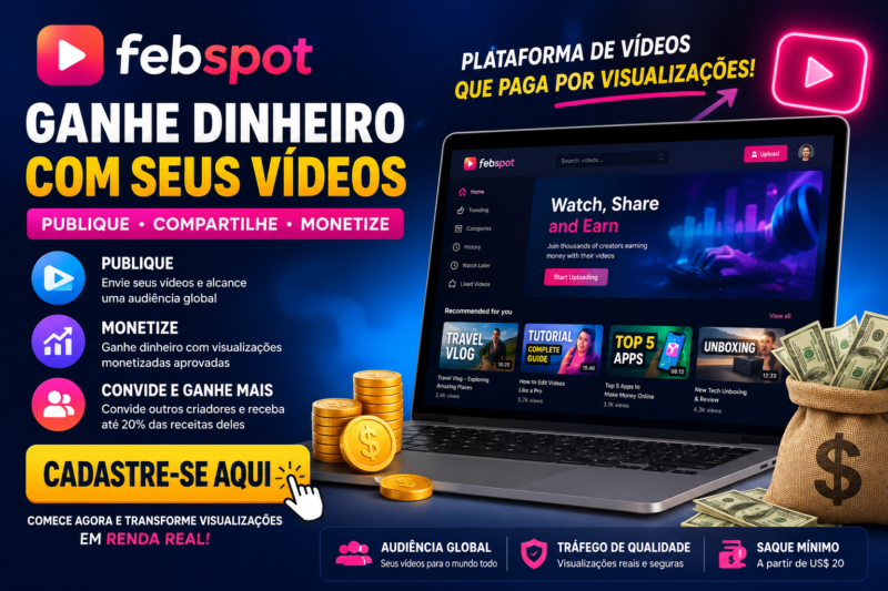 Febspot: conheça a plataforma que permite ganhar dinheiro com vídeos